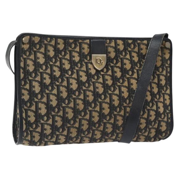DIOR Trotter Canvas Shoulder Bag Navy Gold - Picture 1 of 12